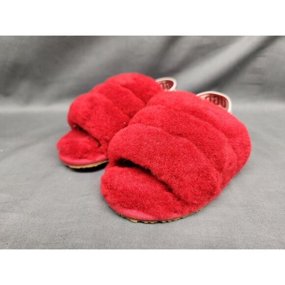 UGG Australia Toddlers Fluff Yeah Slippers Slides Red Size 10 NEW NO BOX! - Picture 2 of 9